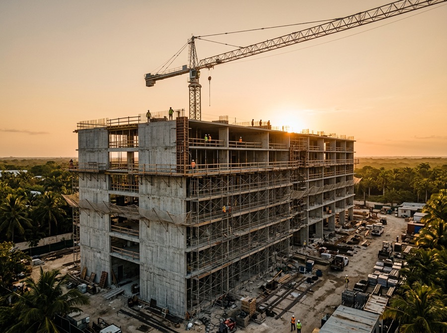 Construction site with crane