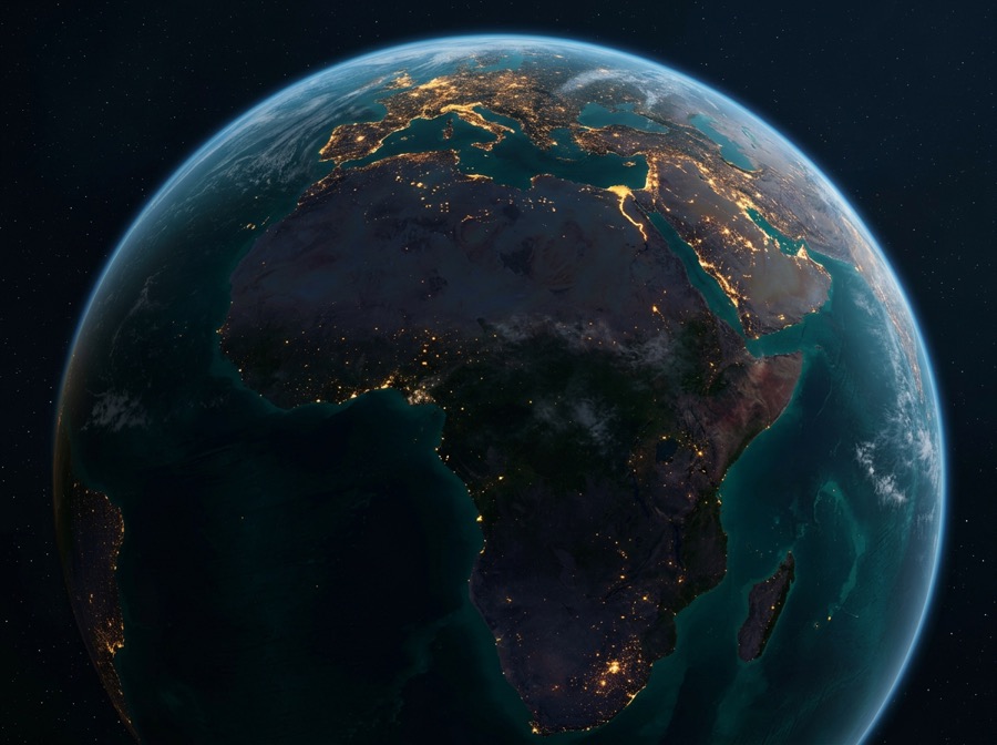 Earth at night seen from space